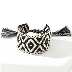 ❀ 2/$20 Aztec Black & White Bohemian Tassel String Bracelet